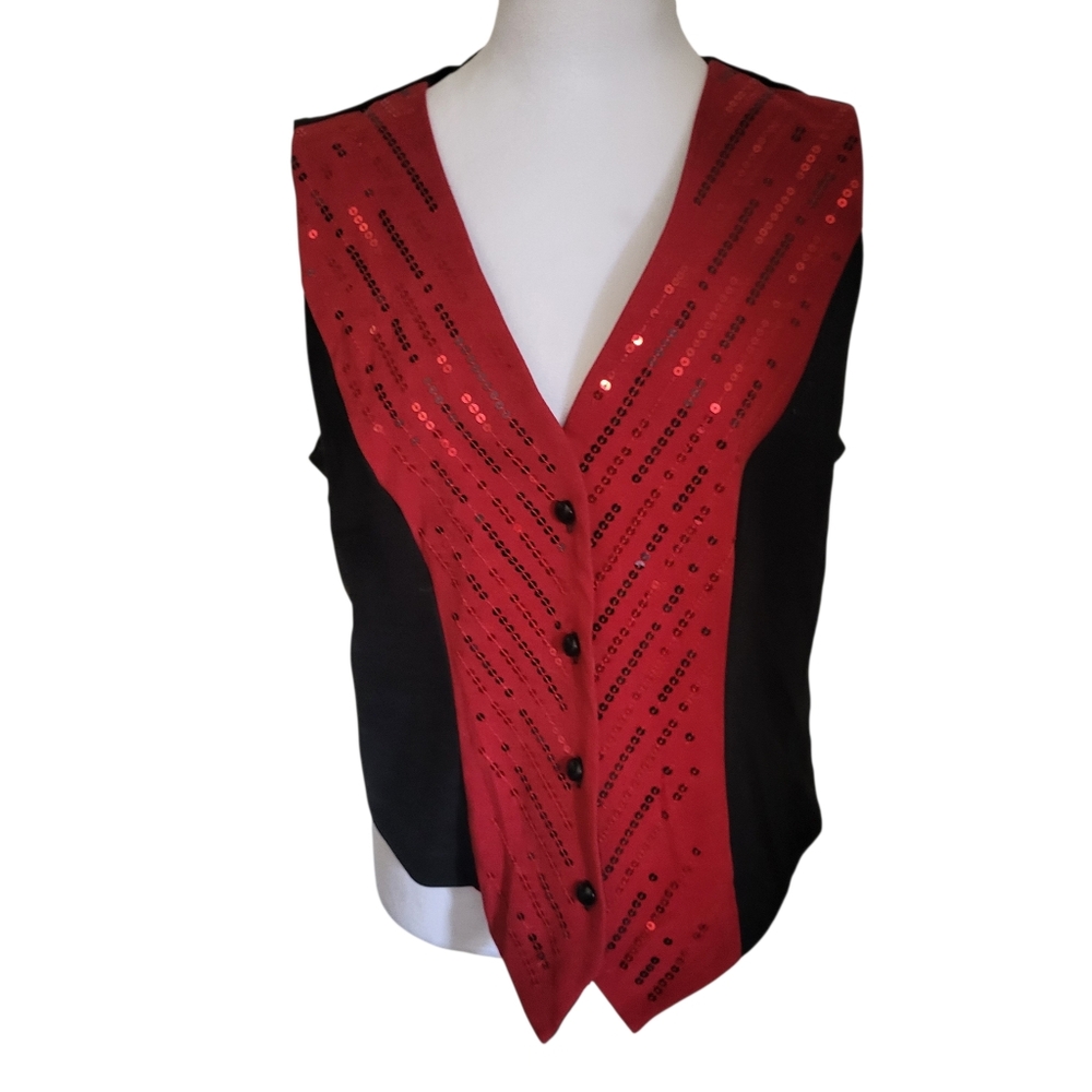 Bob Mackie Vest Red/Black sz S
